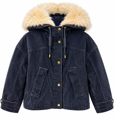 Kadife Dokulu Kürklü Mont 9010
