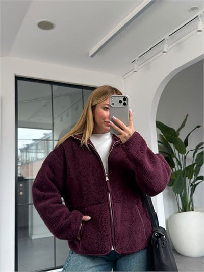 Mürdüm Peluş Ceket 22865