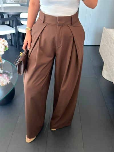 Pile Detaylı Geniş Paça Pantolon 288