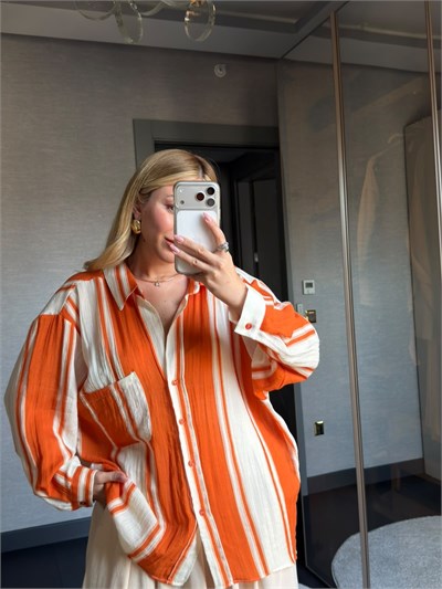 Oversize Çizgili Gömlek 5060 