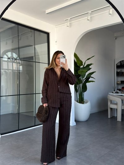 Dokulu Gömlek Pantolon Takım 7333