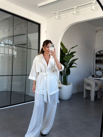 Tencel Yarım Kol  Kuşaklı Takım 267309