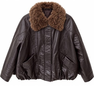 Peluş Yakalı Deri Mont 9001