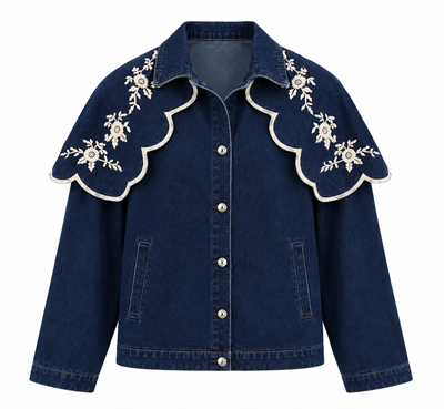 Nakışlı Denim Ceket 1435
