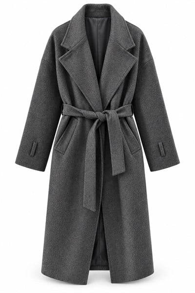 Oversize Kuşaklı Kaban 7327