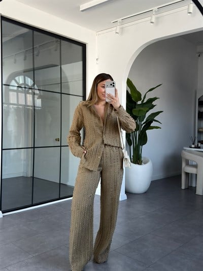 Dokulu Gömlek Pantolon Takım 7333