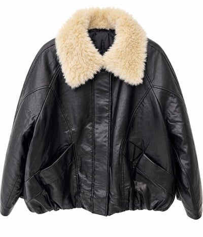 Peluş Yakalı Deri Mont 9001