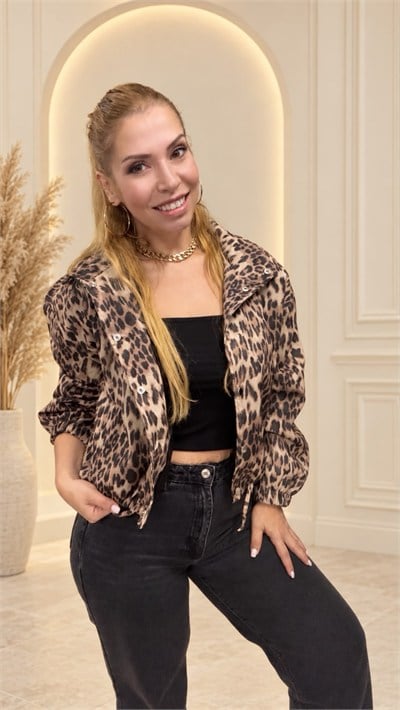 Astarlı Leopar Desen Ceket