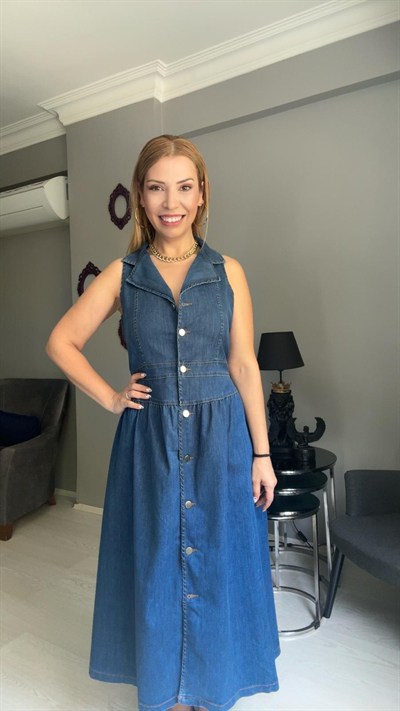 Büyük Beden Denim Elbise