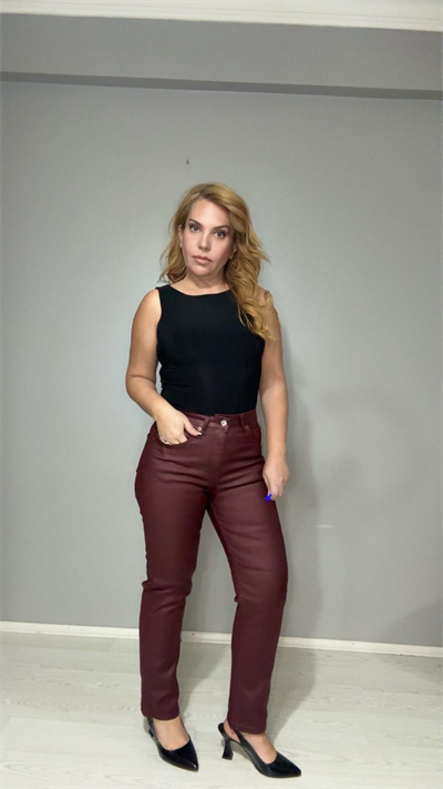 Jean Pantolon Boyfit Mumlu-Bordo