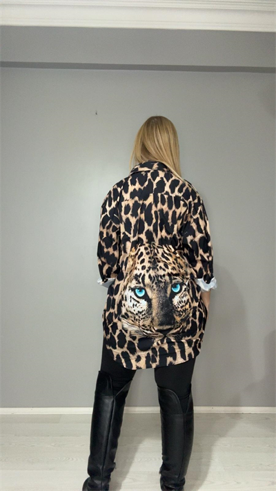 Leopar Gömlek Kahverengi