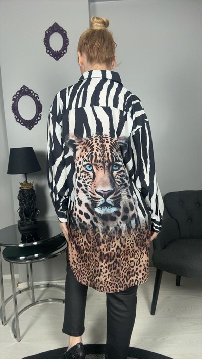 Leopar Gömlek Siyah