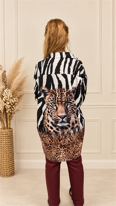 Leopar Gömlek Siyah
