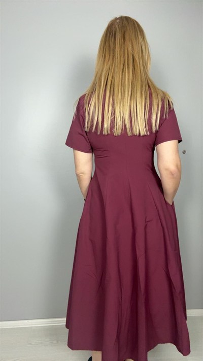 Poplin Elbise Mürdüm