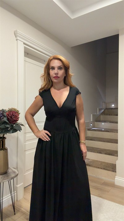 Sandy Prenses Elbise Siyah