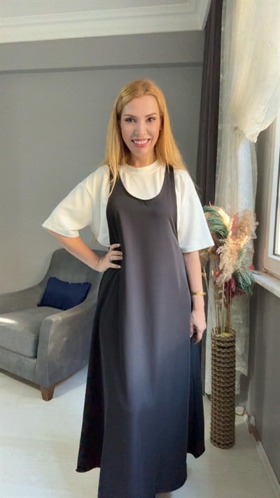 Siyah TWST Model Elbise Tshirt İkili Takım 
