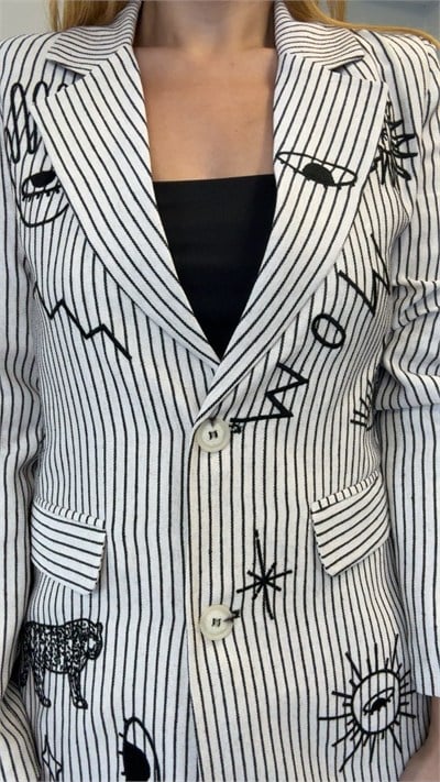 Tasarım Blazer Ceket Keten