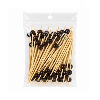 Yiyang Bambu Kürdan Boncuklu Siyah 12 cm ( 100 adet ) 