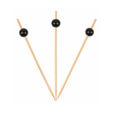 Yiyang Bambu Kürdan Boncuklu Siyah 12 cm ( 100 adet ) 