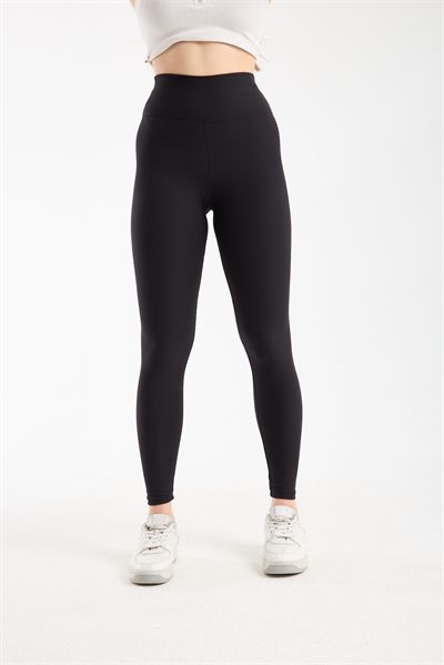 Hdm Kadın Yüksek Bel Fitilli Toparlayıcı Siyah Dar Paça Tayt - H5808