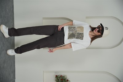 Düz kesim straight jean pantolon Kahve Rengi