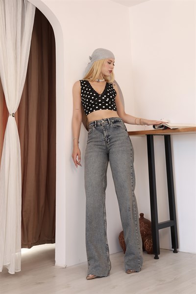 Tint Yıkamalı Straıght  Yüksek Bel Jean Mavi