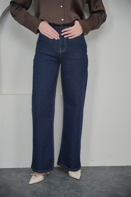 Wıde Leg Yüksek Bel  Lacivert Jean