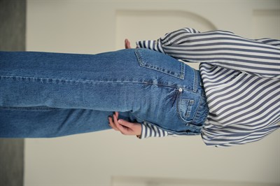 Wıde Leg Yüksek Bel  Mavi Jean