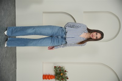 Wıde Leg Yüksek Bel  Mavi Jean