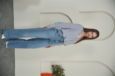 Wıde Leg Yüksek Bel  Mavi Jean