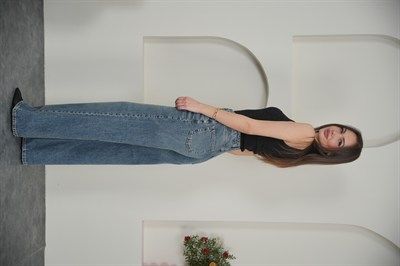 Wıde Leg Yüksek Bel  Mavi Jean