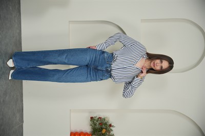 Wıde Leg Yüksek Bel  Mavi Jean