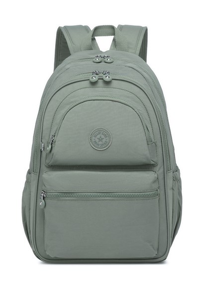 Büyük Boy Laptop Bölmeli Su Geçirmez Krınkıl Kumaş Okul Çantası Yeşil