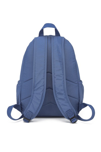 Büyük Boy Laptop Bölmeli Su Geçirmez Krınkıl Kumaş Okul Çantası Mavi