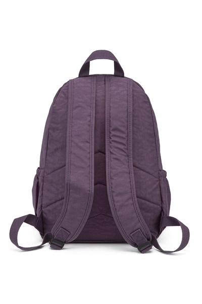 Büyük Boy Laptop Bölmeli Su Geçirmez Krınkıl Kumaş Okul Çantası Mürdüm