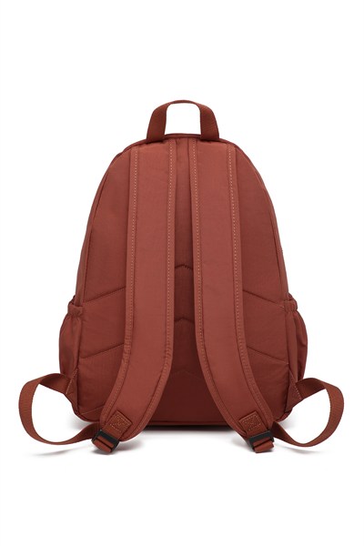 Büyük Boy Laptop Bölmeli Su Geçirmez Krınkıl Kumaş Okul Çantası Kiremit