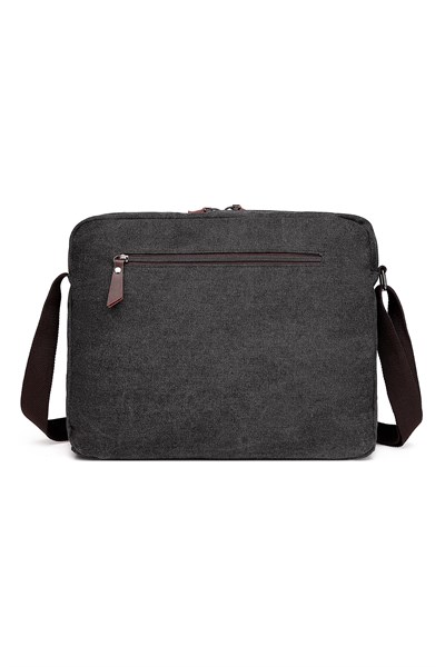 Cactive Kanvas Su Geçirmez Kumaş Uzun Askılı Laptop Bölmeli Unisex Postacı Çantası Siyah