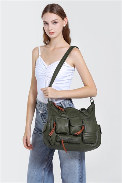Çok Cepli Günlük Büyük Boy Shopper Tasarım Ayarlanabilir Askılı Kadın Omuz Çantası Bordo