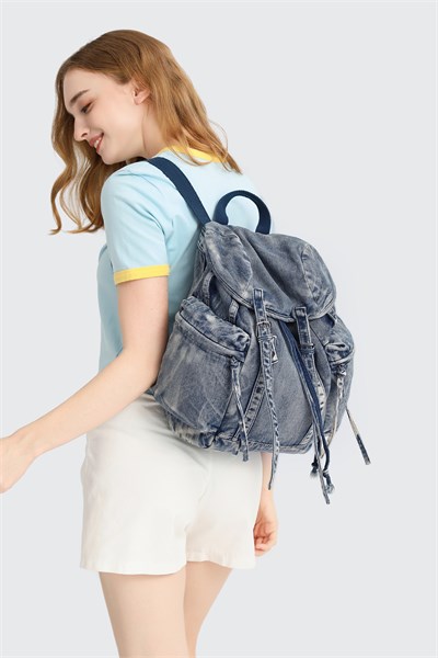 Denim Kot Kumaşı Kadın Sırt Çantası Barcelona 3217