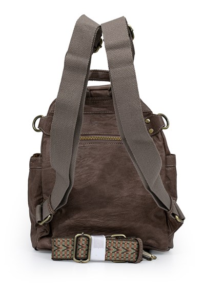 Etnik Askı ve Taş Charm Detaylı Orta Boy Günlük Kadın Omuz ve Sırt Çantası 930380 Camel