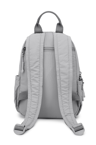 Gri Ultra Hafif Kumaş Küçük Boy Günlük Kadın Sırt Çantası