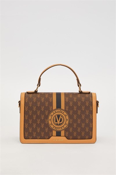 Kahve Logolu Monogram Desen El Çantası