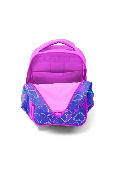 Kids Açık Pembe Lavanta Kalp Desenli 3lü Okul Çanta Seti SET0123401