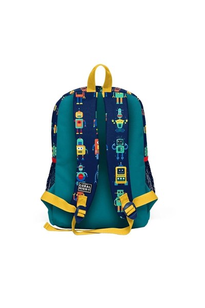 Kids Lacivert Çivit Robot Desenli 3’lü Okul Çanta Seti SET0123472