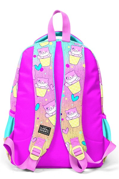 Kids Renkli Dondurmalı Kedi Desenli 3’lü Okul Çanta Seti SET0123648