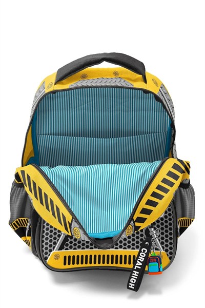 Kids Sarı Siyah Robot Desenli 3 lü Okul Çanta Seti SET0114424