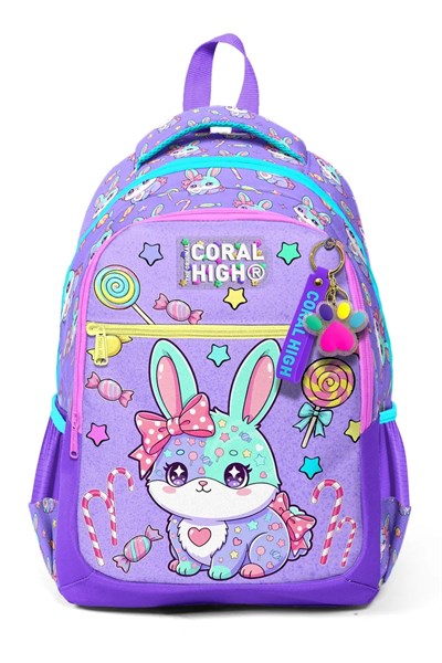 Kız Çocuk Milka Su Yeşili Tavşan Desenli 3’lü Okul Çanta Seti SET0133255