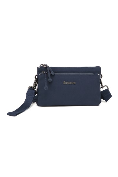 Lacivert Mini Boy Çok Cepli Bilek ve Uzun Askılı Telefon ve Para Çantası 