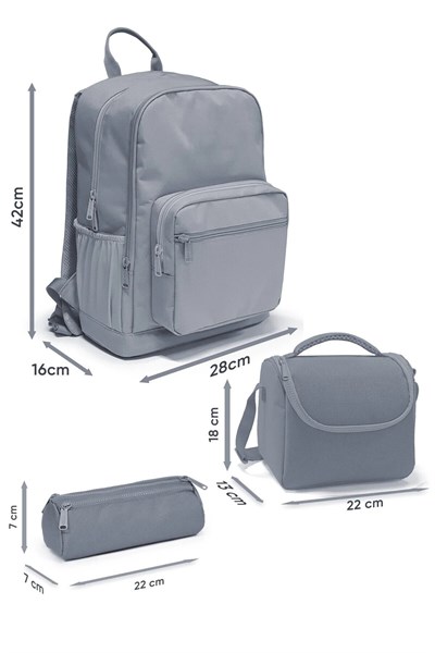 Lacivert Renkli Puantiyeli 3 lü Okul Çanta Seti SET0123672