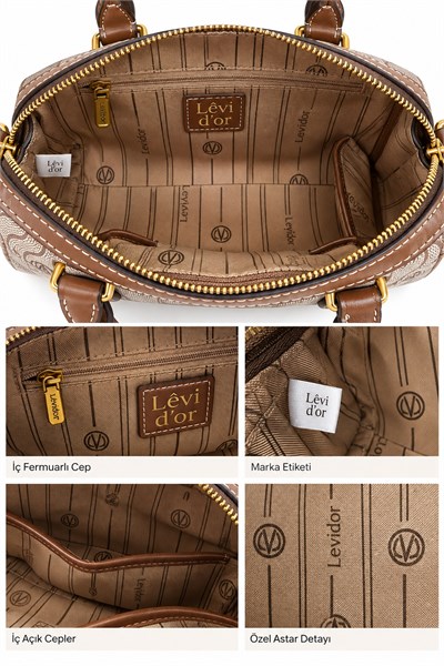 Monogram Desenli Speedy Tasarım Mini Boy Uzun Askılı Kadın El Çantası Haki